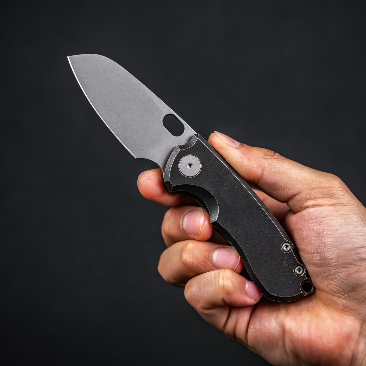 URBAN Jib - Darkwashed Vanax & Antiqued Bronze Linerlock w/ Titanium Backspacer