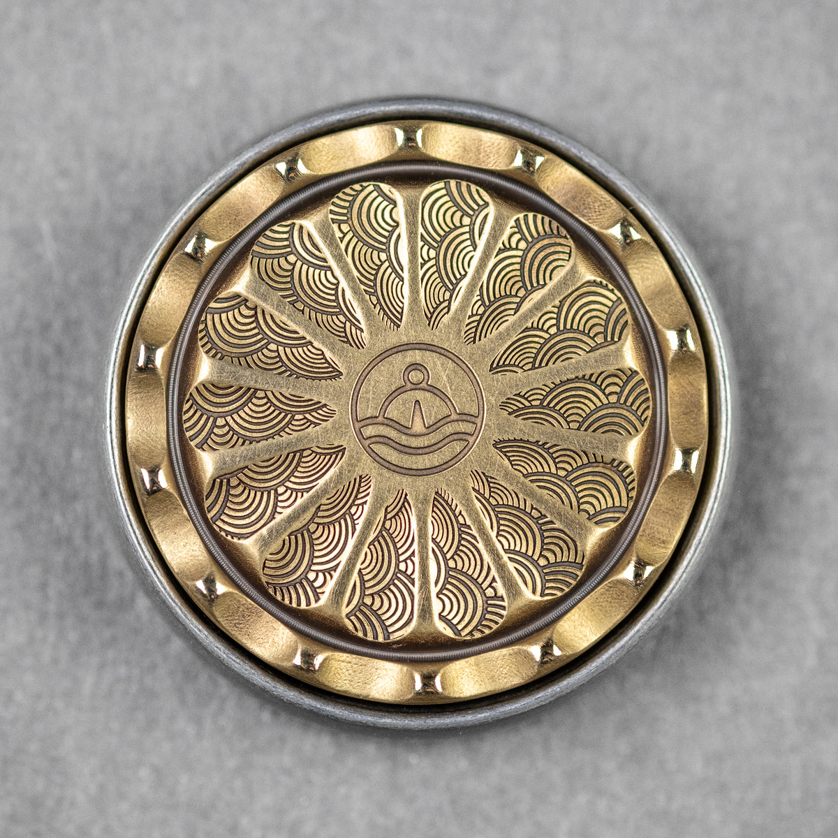 Umburry x URBAN Mid-Size Spoked Haptic Coin - Brass & Ti Seigaiha