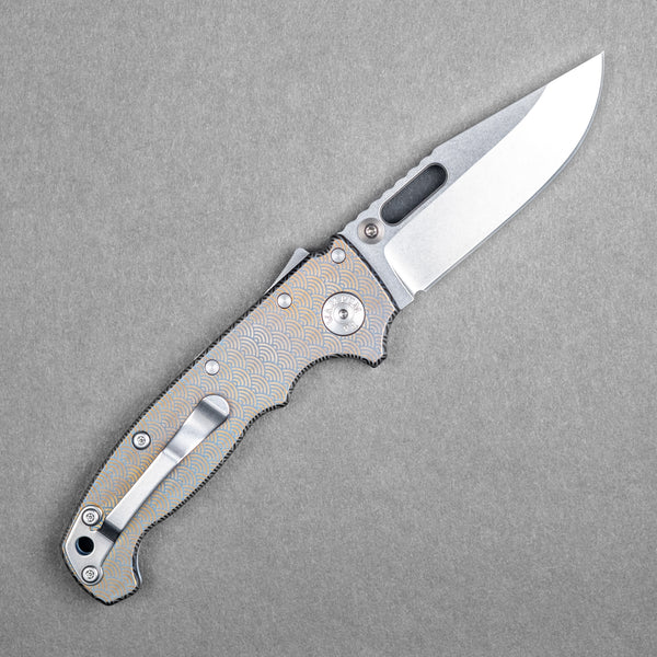 Demko x URBAN MG AD20 Slim - 20CV Clip Point w/ Blue Titanium Seigaiha (Custom)