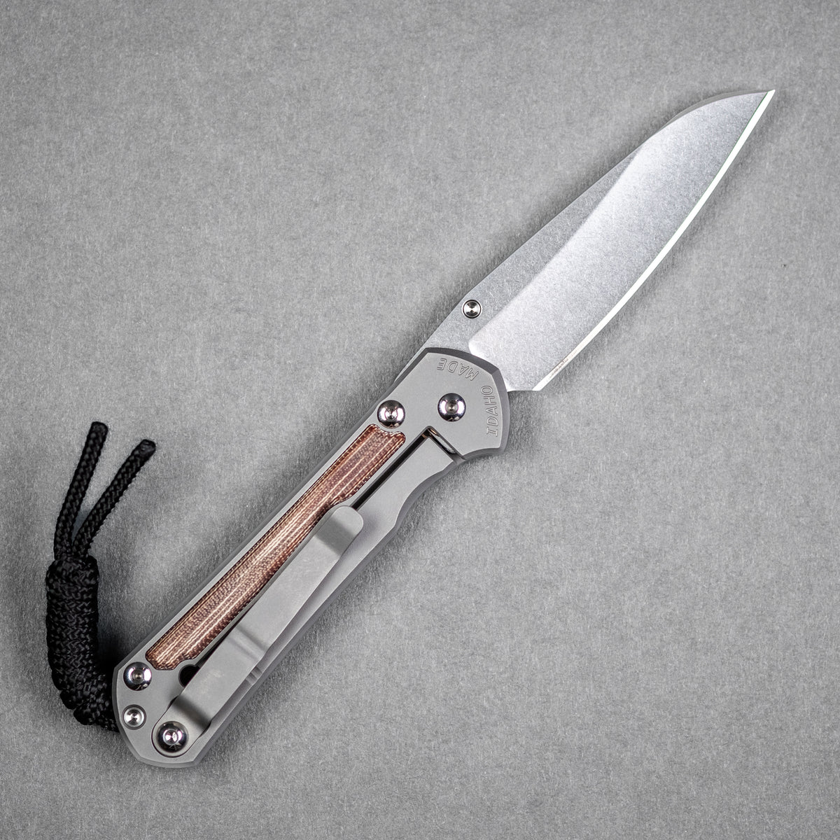Chris Reeve Small Sebenza 31 - Insingo Magnacut & Glass Blasted Titanium w/ Natural Canvas Micarta Inlay