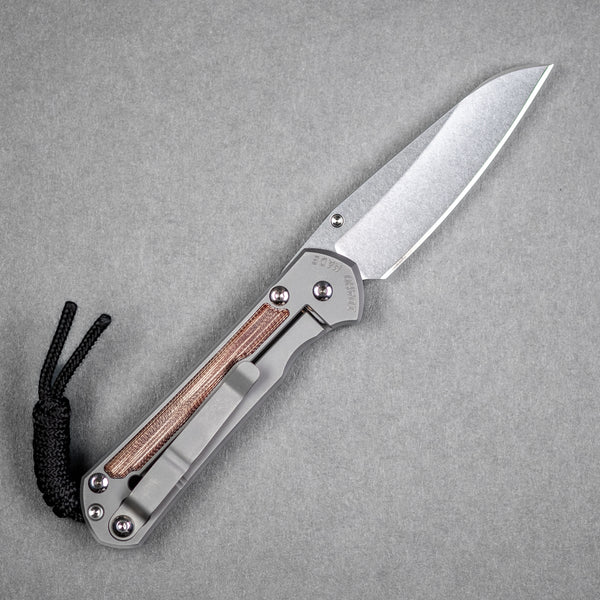 Chris Reeve Small Sebenza 31 - Insingo Magnacut & Glass Blasted Titanium w/ Natural Canvas Micarta Inlay