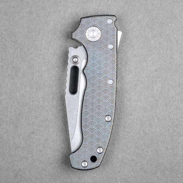 Demko x URBAN MG AD20 Slim - 20CV Clip Point w/ Blue Titanium Seigaiha (Custom)