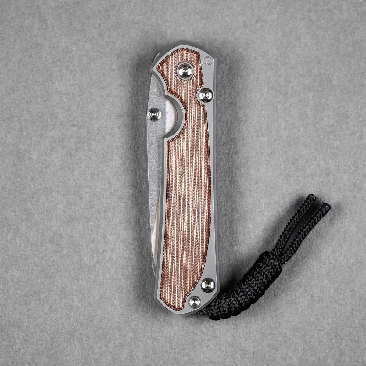 Chris Reeve Small Sebenza 31 - Insingo Magnacut & Glass Blasted Titanium w/ Natural Canvas Micarta Inlay