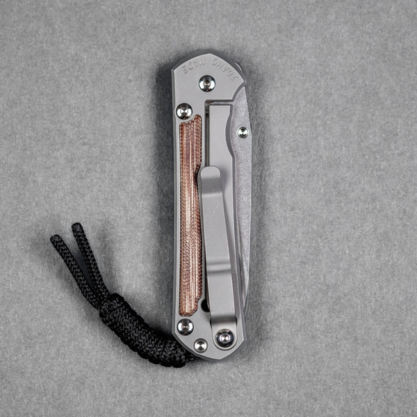 Chris Reeve Small Sebenza 31 - Insingo Magnacut & Glass Blasted Titanium w/ Natural Canvas Micarta Inlay