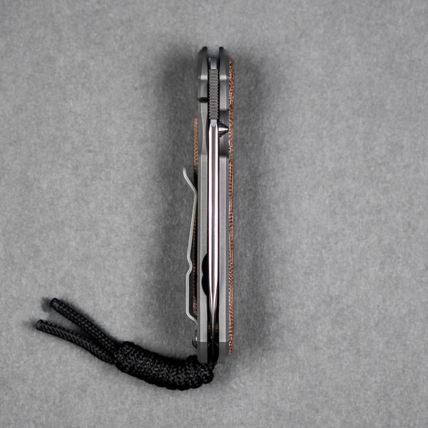 Chris Reeve Small Sebenza 31 - Insingo Magnacut & Glass Blasted Titanium w/ Natural Canvas Micarta Inlay
