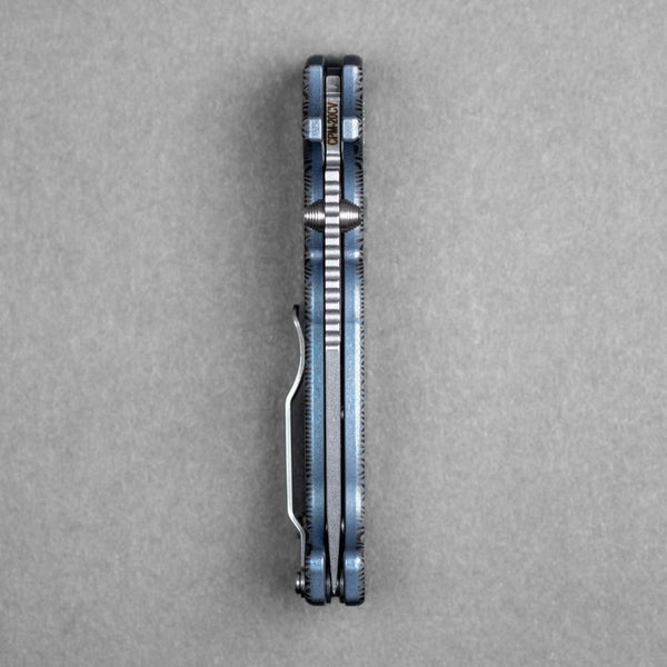 Demko x URBAN MG AD20 Slim - 20CV Clip Point w/ Blue Titanium Seigaiha (Custom)