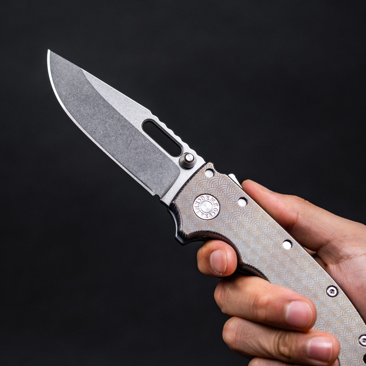 Demko x URBAN MG AD20 Slim - 20CV Clip Point w/ Blue Titanium Seigaiha (Custom)