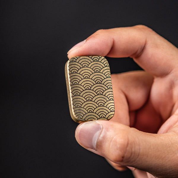 Ben Krein x URBAN Worry Stone - Aged Brass Seigaiha - URBAN EDC®
