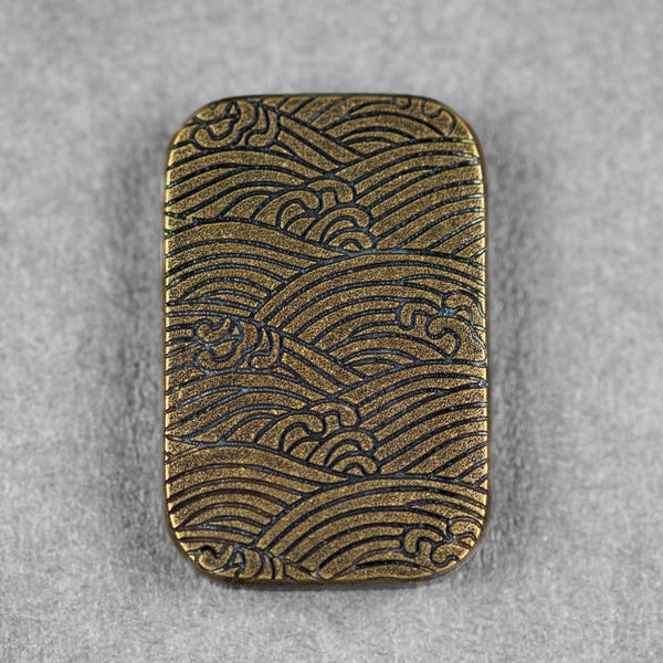 Ben Krein x URBAN Worry Stone - Aged Brass w/ Seigaiha - URBAN EDC®
