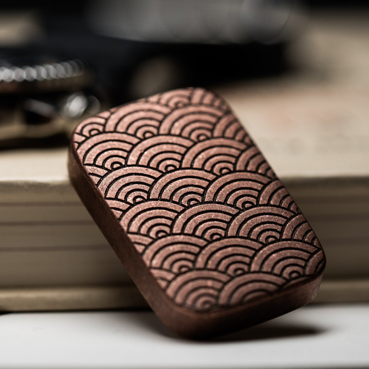 Ben Krein x URBAN Worry Stone - Aged Copper Seigaiha - URBAN EDC®