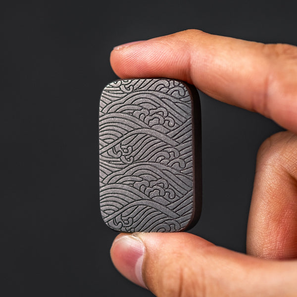 Ben Krein x URBAN Worry Stone - Aged Titanium Seigaiha - URBAN EDC®
