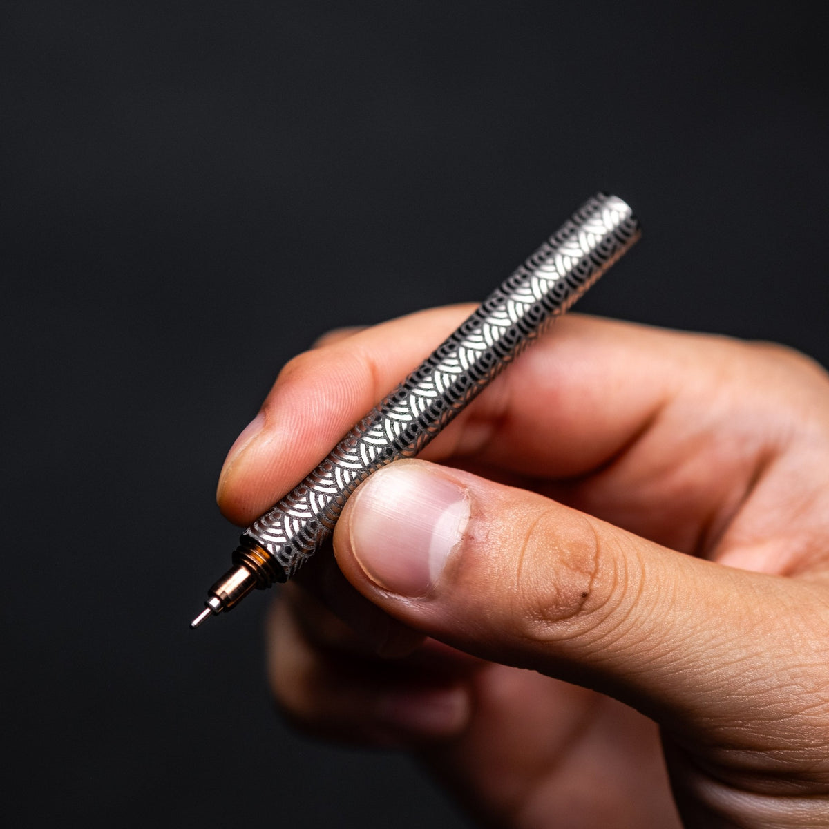 Blank Forces x URBAN CHROMA Titanium EDC Ink Keychain Pen - Bronze Seigaiha - URBAN EDC®