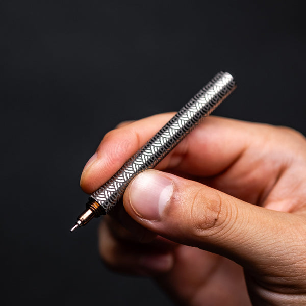 Blank Forces x URBAN CHROMA Titanium EDC Ink Keychain Pen - Bronze Seigaiha - URBAN EDC®