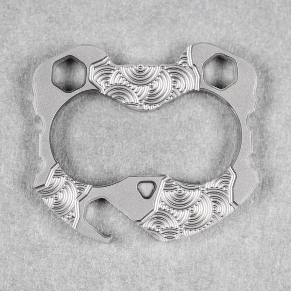 Cahp Tools x URBAN Panda V4 - Bead Blasted Titanium w/ Chaos Seigaiha™ - URBAN EDC®
