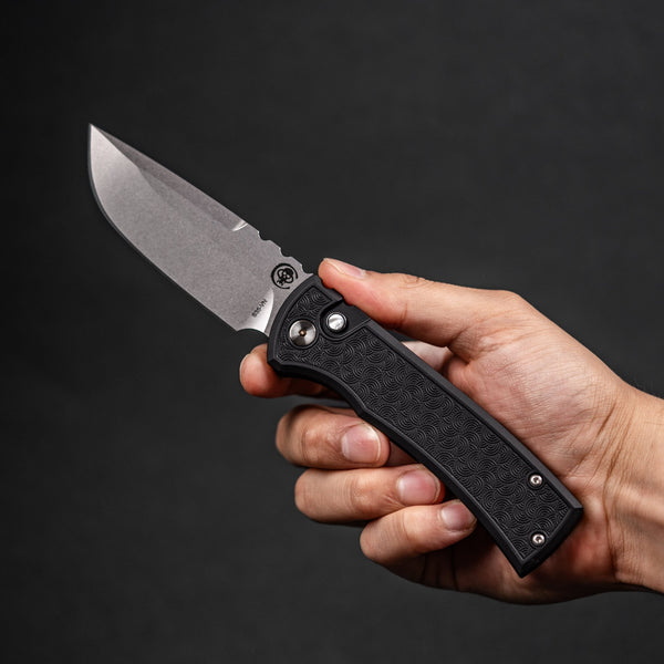 Chaves x Pro - Tech x URBAN Redencion 229 - Stonewashed S35VN & Black Aluminum w/ Chaos Seigaiha™ - URBAN EDC®