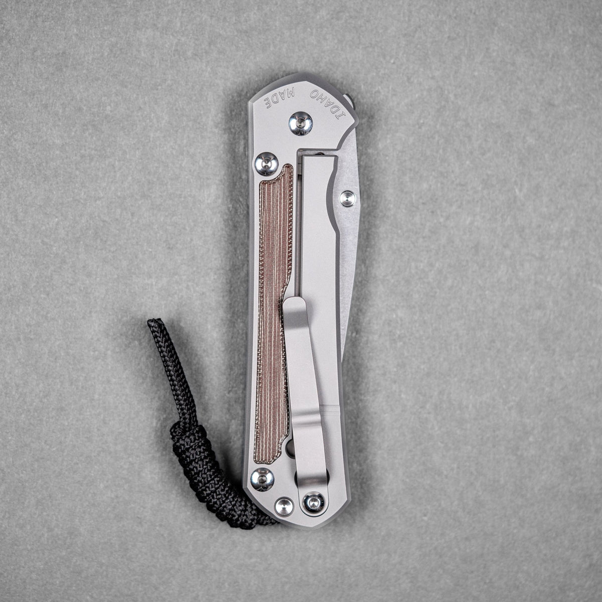 Chris Reeve Large Sebenza 31 - Drop Point Magnacut & Glass Blasted Titanium w/ Natural Canvas Micarta Inlay - URBAN EDC®