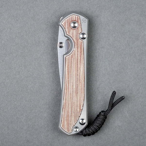 Chris Reeve Large Sebenza 31 Polished Drop Point - Natural Canvas Micarta - URBAN EDC®