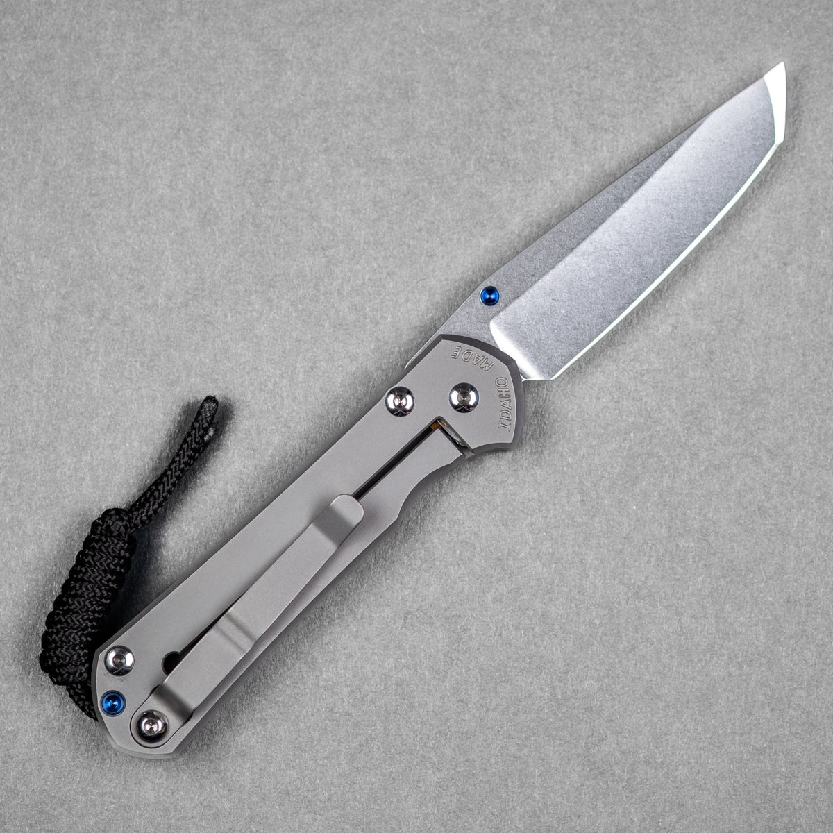 Chris Reeve Small Sebenza 31 Tanto - Glass Blasted Titanium w/ Blue Accents - URBAN EDC®