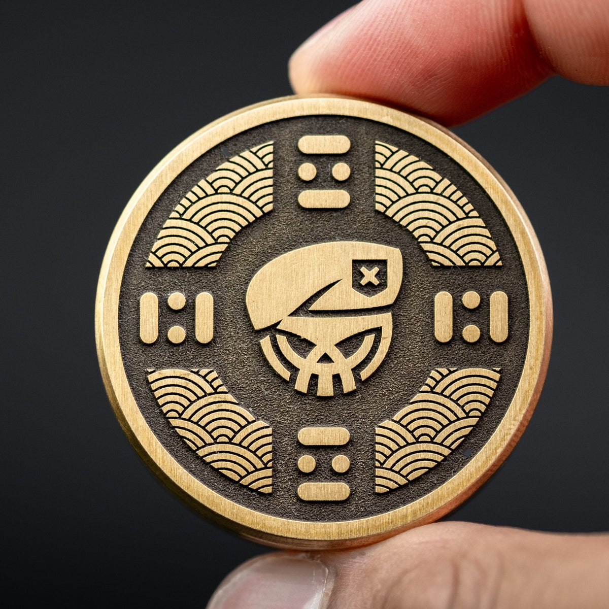 Combat Beads Seigaiha Haptic Coin - Brass (Exclusive) - URBAN EDC®