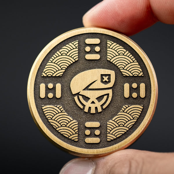 Combat Beads Seigaiha Haptic Coin - Brass (Exclusive) - URBAN EDC®