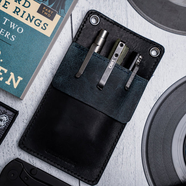 Concord Pocket Protector - Black & Blue Full - Grain Buffalo Leather - URBAN EDC®