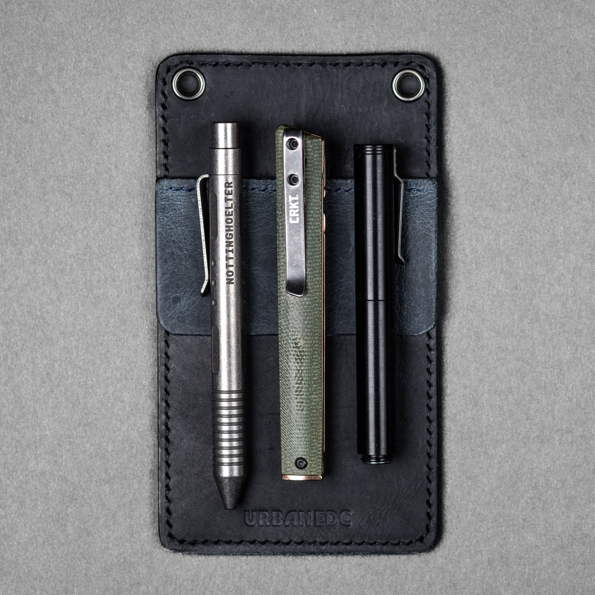 Concord Pocket Protector - Black & Blue Full - Grain Buffalo Leather - URBAN EDC®