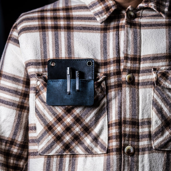 Concord Pocket Protector - Black & Blue Full - Grain Buffalo Leather - URBAN EDC®