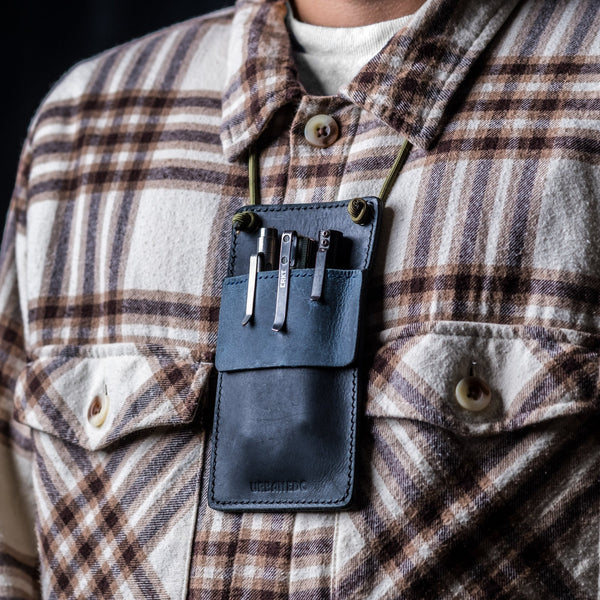 Concord Pocket Protector - Black & Blue Full - Grain Buffalo Leather - URBAN EDC®