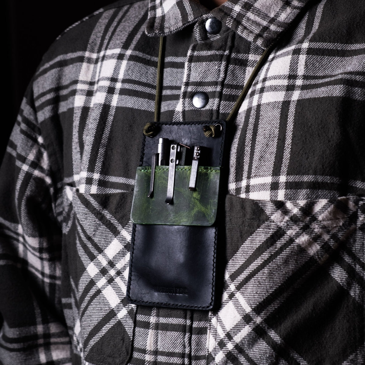 Concord Pocket Protector - Black & Lime Full - Grain Buffalo Leather - URBAN EDC®
