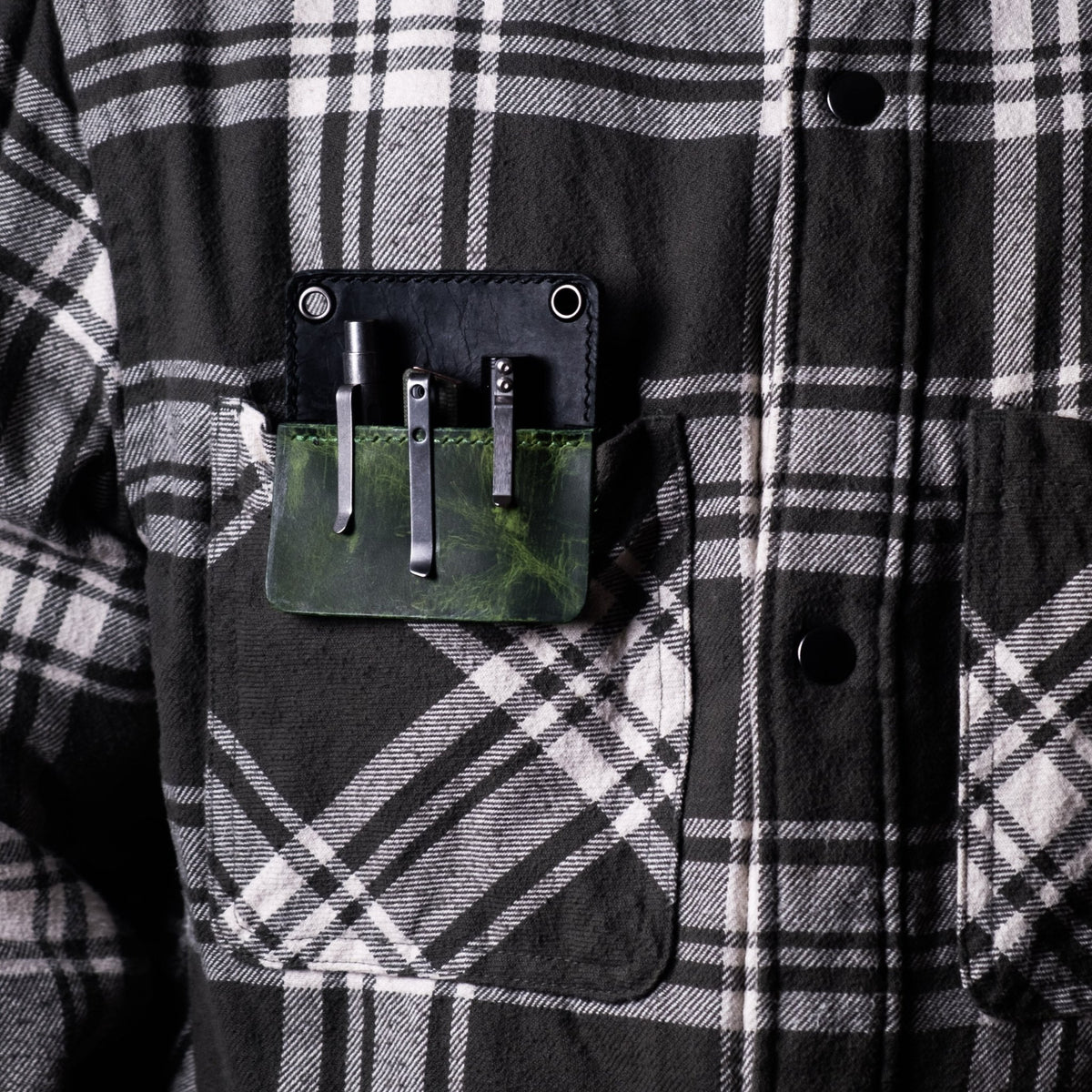 Concord Pocket Protector - Black & Lime Full - Grain Buffalo Leather - URBAN EDC®