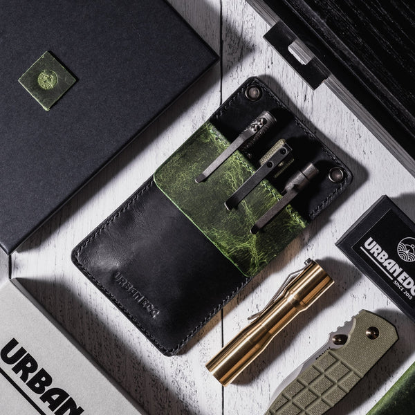 Concord Pocket Protector - Black & Lime Full - Grain Buffalo Leather - URBAN EDC®
