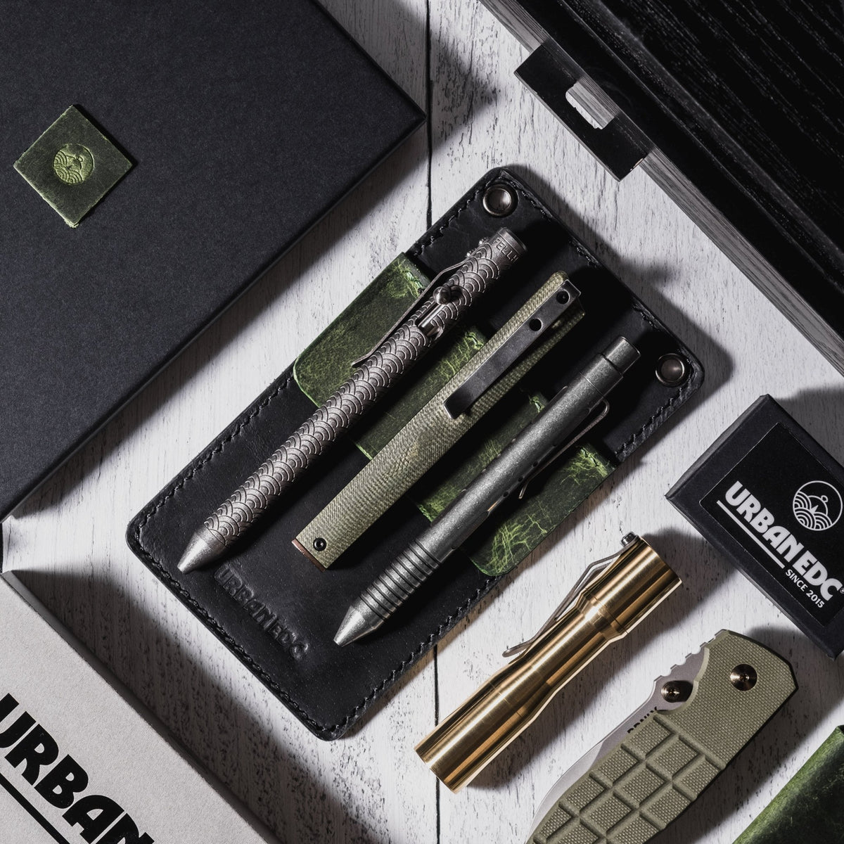 Concord Pocket Protector - Black & Lime Full - Grain Buffalo Leather - URBAN EDC®