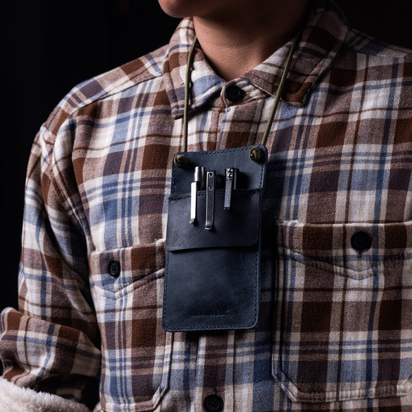 Concord Pocket Protector - Blue & Black Full - Grain Buffalo Leather - URBAN EDC®