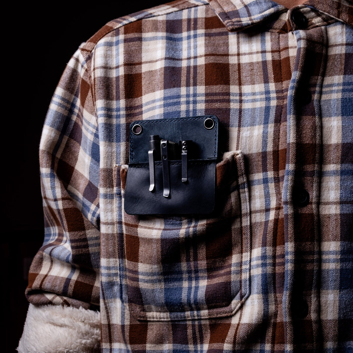 Concord Pocket Protector - Blue & Black Full - Grain Buffalo Leather - URBAN EDC®