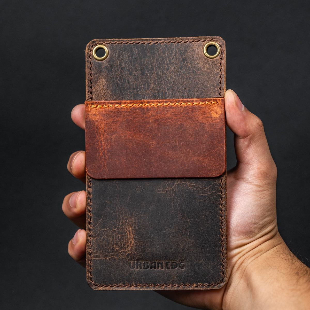 Concord Pocket Protector - Tan & Burnt Orange Full - Grain Buffalo Leather - URBAN EDC®