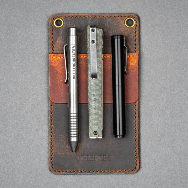 Concord Pocket Protector - Tan & Burnt Orange Full - Grain Buffalo Leather - URBAN EDC®