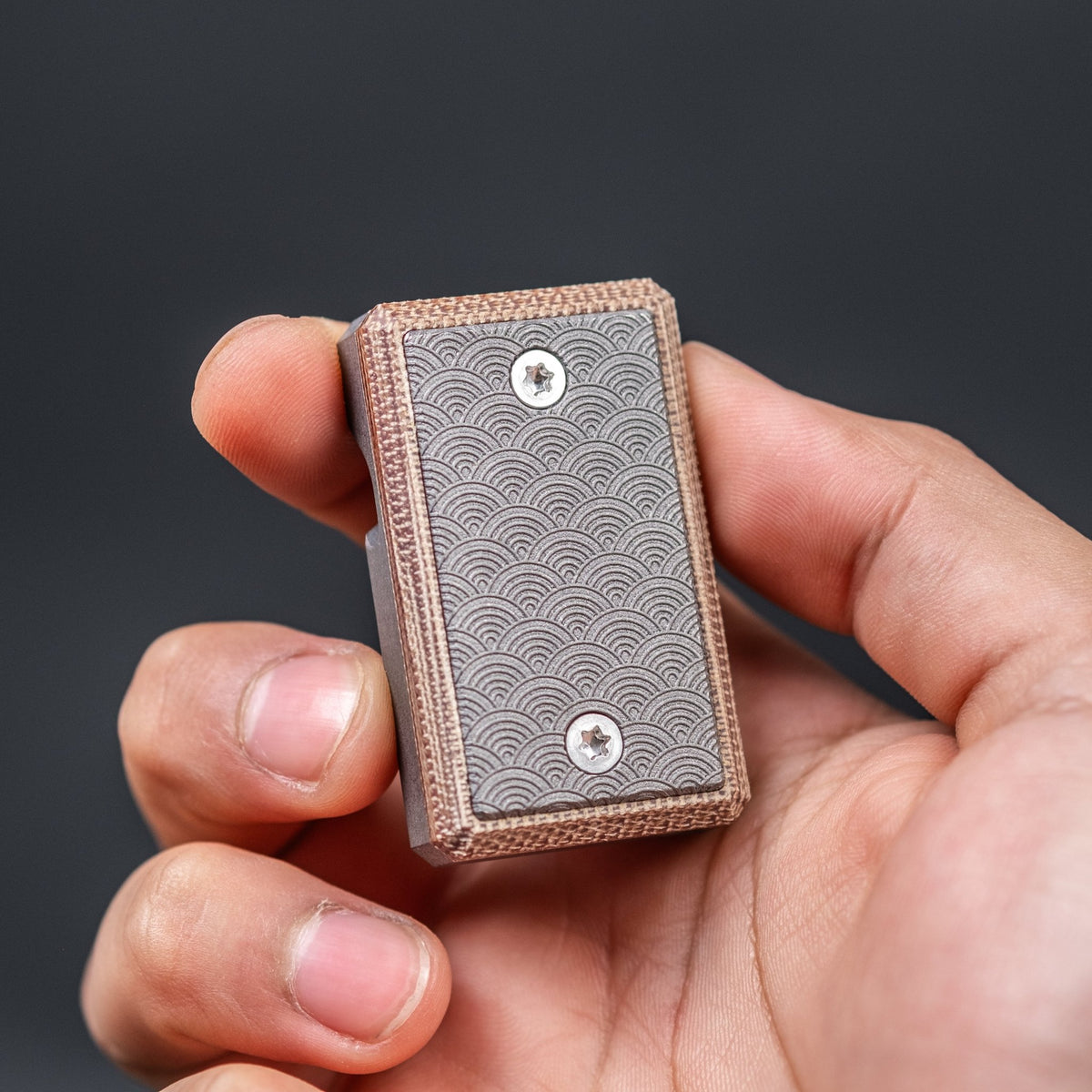 CrowGear Don't Worry Stone - Brown Micarta & Titanium Seigaiha (Exclusive) - URBAN EDC®