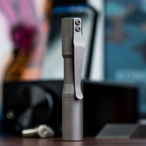 CWF Micro Arcadian Click - Titanium w/ Seigaiha Clip (Exclusive) - URBAN EDC®