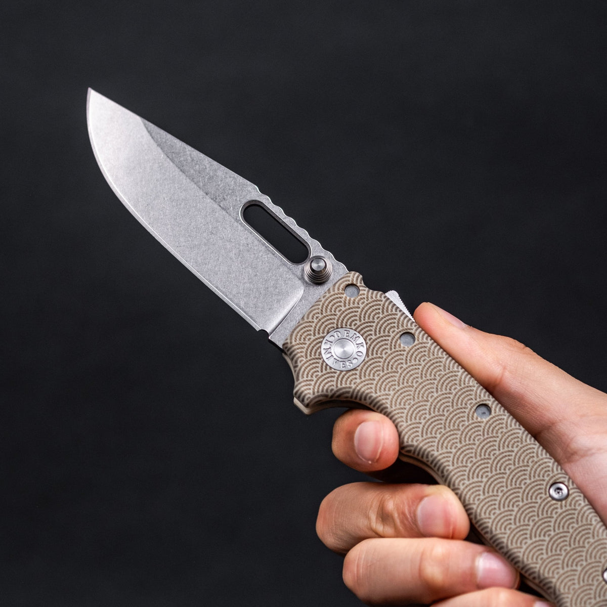Demko MG AD20 Slim - 20CV Clip Point w/ Tan G10 Seigaiha (Custom) - URBAN EDC®