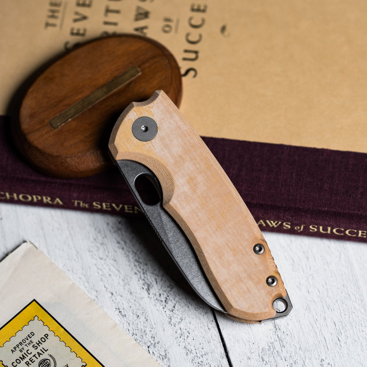 Drop Date (01/21): URBAN F5.5 - Fine Stonewashed Magnacut & Natural Linen Micarta - URBAN EDC®