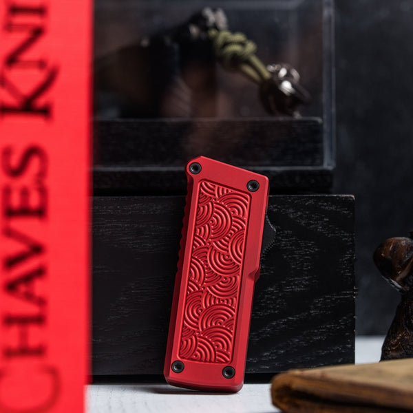Drop Date (02/04): Chaves x URBAN CHUB OTF w/ Aluminum Chaos Seigaiha™ - Red - URBAN EDC®