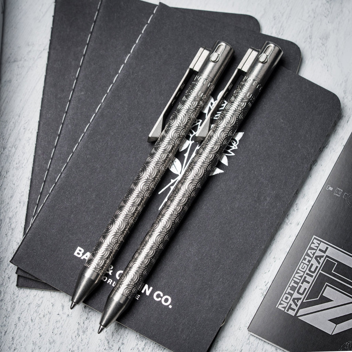Drop Date (04/15): Nottingham Tactical x URBAN TB360™ Pen - Tumbled Ti Chaos Seigaiha™ w/ Milled Chaos Seigaiha™ Clip - URBAN EDC®