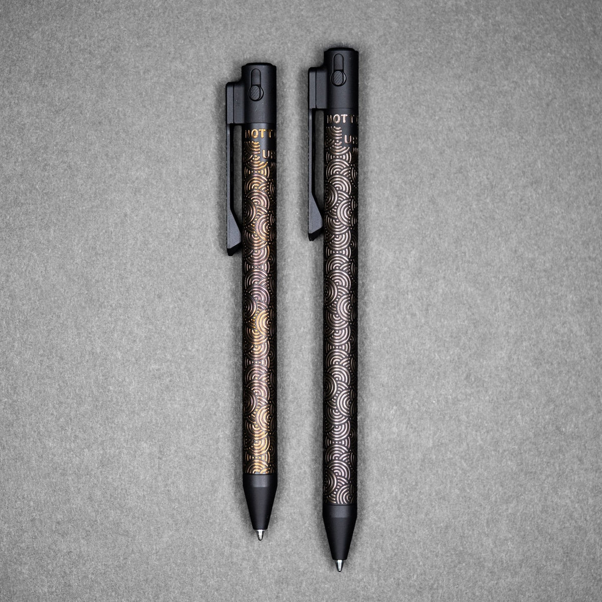 Drop Date (04/22): Nottingham Tactical x URBAN TB360™ Pen - Two - Tone Black Ti Cerakote w/ Bronze Ano Ti Chaos Seigaiha™ w/ Milled Chaos Seigaiha™ Clip - URBAN EDC®