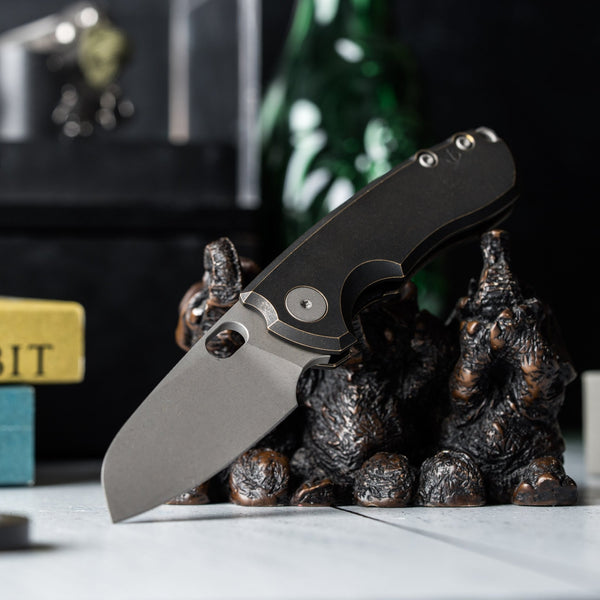 Drop Date (05/13): URBAN Jib - Darkwashed Vanax & Antiqued Bronze Linerlock w/ Titanium Backspacer - URBAN EDC®