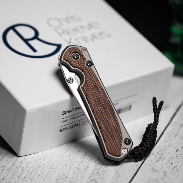 Drop Date (07/01): Chris Reeve Small Sebenza 31 - Tanto Magnacut & Glass Blasted Titanium w/ Natural Canvas Micarta Inlay - URBAN EDC®