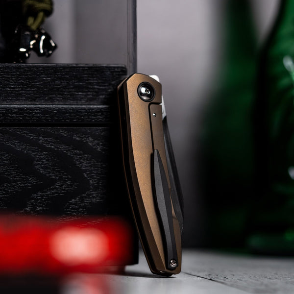 Drop Date (07/01): URBAN Chimarra - Hand-Rubbed Magnacut & Bronze Anodized Titanium w/ Zirc Pivot Collar & Clip - URBAN EDC®