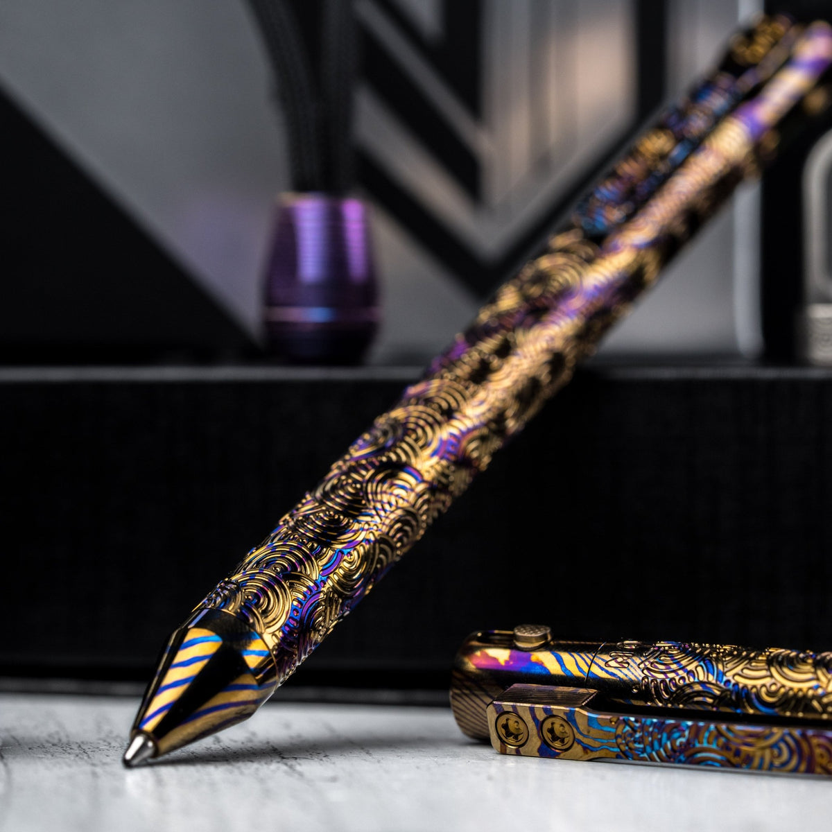 Drop Date (07/29): Nottingham Tactical x URBAN TiButton Single Lock Pen - MokuTi w/ Chaos Seigaiha™ - URBAN EDC®