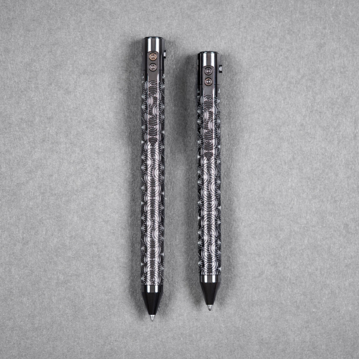 Drop Date (08/05): Nottingham Tactical x URBAN TiButton Single Lock Pen - Polished Zirconium w/ Chaos Seigaiha™ - URBAN EDC®