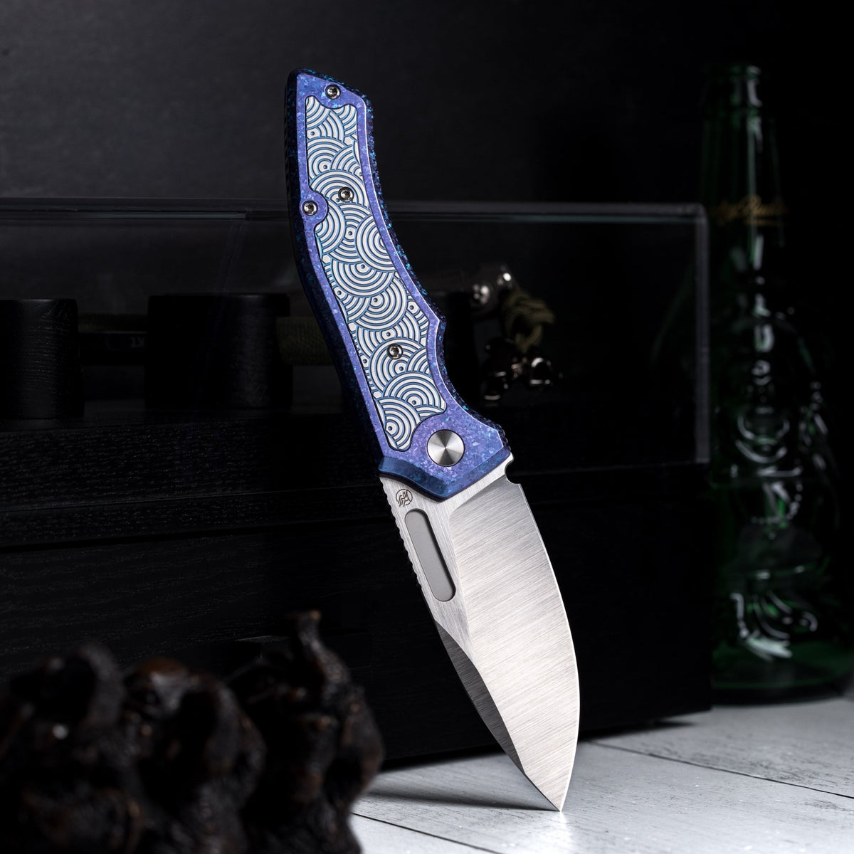 Drop Date (08/12): Griffin Co x URBAN Scout F3.5 Folder - Belt Satin Magnacut & Blurple Crystal Titanium w/ Satin Chaos Seigaiha™ - URBAN EDC®