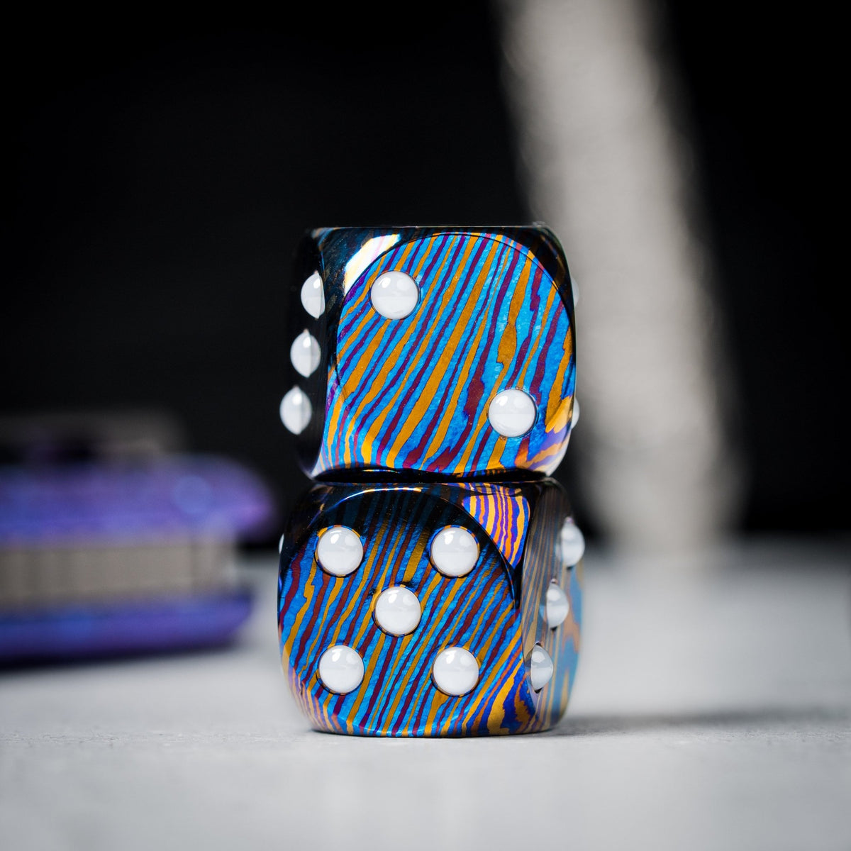Drop Date (08/12): Umburry Titanium Damascus Dice Lanyard Bead - URBAN EDC®